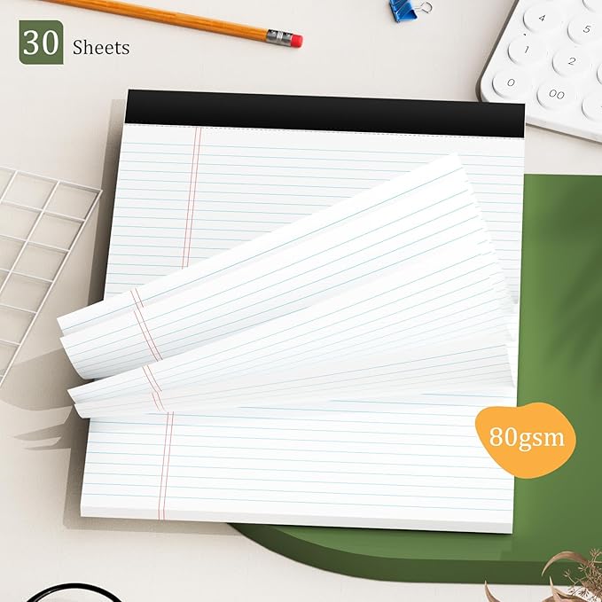 AILZFEI 2 Pack of Legal Pads 8.5 x 11 College Ruled Writing Pads 8.5" x 11.75" Notepad 30 Sheets per Note Pads Notebook Study Back 8x11 Pads of Paper