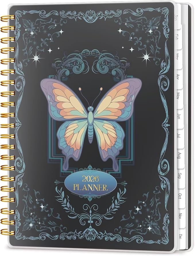 2026 Planner 8.5 x 11, Large Weekly Monthly Planners with Tabs, A4 Spiral Bound Daily Calendar 2026 Planner, 12 Month Agenda from Jan. to Dec., Flexible Cover Appointment Book(Color Butterfly)