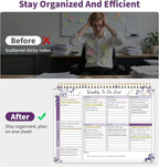 ALKALO 104 Pgs Weekly To Do List Notepad, 52 Duplex-Printed Undated Sheets 100 GSM（8.5"×11") Weekly Desk Planner For Work Home School Office Desk Accessories Supplies & Goal Setting Tasks - Purple Iris