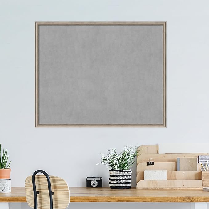 Amanti Art Silver Framed Magnetic Board 34x42 X-Large Vision Board for use with Magnets, 100% Metal Sheet to Display Items as Office Decor or for Home Organization in mudroom, Kitchen or Kids Room