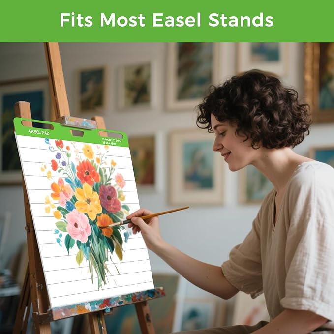 DINGIXOC Mini Easel Pads 13 x 17 Inch, 4 Pack Non-Stick Flip Chart Paper for Teacher, Training, Presentations or Brainstorming, 30 Sheets/Pad, Fits Most Easel Stands (Lined)