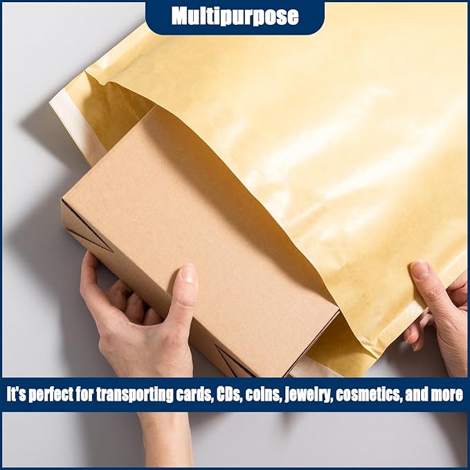 PRIMPKG Bubble Mailer Envelopes, 25 Pack Kraft Padded Envelopes, Large Bubble Mailers 10.5x15 Inch, Self-Seal Shipping Envelope, Tear-Resistant Mailing Envelope Padded
