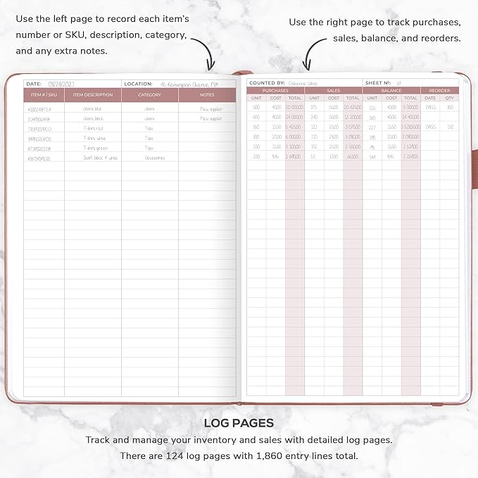 Clever Fox Inventory & Sales Log Book for Small Business – Inventory Ledger Book, Inventory Notebook, Order Tracker Book for Purchases, Sales & Reorders – Undated, Hardcover, A5, Rose Gold