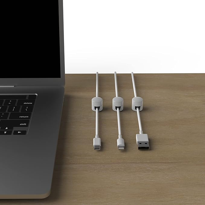 ICONIT Cable Anchors for Desk Organization White | Premium Aluminum Cord Organizers | Charger + Cable Management Clips for Home & Office | Stylish, Sturdy, & Functional | (3 Pack)