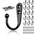 ZAYBOD 15Pcs Black Wall Mounted Coat Hooks, Hanger Hook with 30 Pieces Screws for Hanging Hat, Towel, Key, Robe, Coats, Scarf, Bag, Cap, Coffee Cup, Mugs