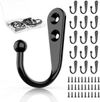 ZAYBOD 15Pcs Black Wall Mounted Coat Hooks, Hanger Hook with 30 Pieces Screws for Hanging Hat, Towel, Key, Robe, Coats, Scarf, Bag, Cap, Coffee Cup, Mugs