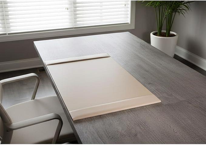 White Latte Bonded Leather 30" x 18" Side-Rail Desk Pad