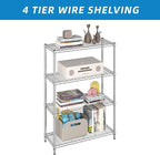 Guan River 4-Shelf Adjustable Metal Shelf Wire Shelving Unit Storage Rack Display Shelf for Office,Kitchen,Bedroom,Bathroom,Laundry,Pantry Basement,Garage(Chrome,36" L x 14" W x 54" H)