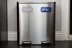 Recycle and Trash Stickers for Kitchen Trash Cans and Recycling Bins, Indoor Trash and Recycle Sticker Combo for Garbage Can Logo Symbol, Blue & Gray Decals, 6.5" x 3" Elegant Style with Split-back