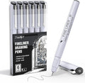 JusArt Fineliner Pens, 6 Pcs, 0.25mm Ultra Fine Point Pens 01, No Bleed, Waterproof Black Pigment Ink Pens for Artists Beginners, Illustration, Writing, Journaling, Crafters, Technical Drawing pens