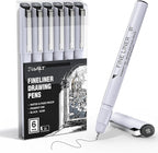 JusArt Fineliner Pens, 6 Pcs, 0.25mm Ultra Fine Point Pens 01, No Bleed, Waterproof Black Pigment Ink Pens for Artists Beginners, Illustration, Writing, Journaling, Crafters, Technical Drawing pens
