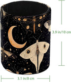 Leather Pen Holder for Desk, Butterflies Moth Moon Pencil Cup Desktop Organizer Makeup Brush Holders Office Supplies for Home, Kids & School