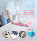 Firbon 12" Guillotine Paper Cutter, Heavy Duty 12-Sheet Capacity Trimmer for Cardstock, Photos, Scrapbooking, Office, Classroom, Studio (Pink)