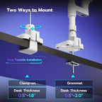ARES WING Dual Monitor Arm Desk Mount for 17-49 Inch Ultrawide Monitors, Heavy Duty Dual Monitor Mount Holds 44 lbs, Full Motion Gas Spring Vertical Stacked Monitor Mount, 75/100 VESA Mount, White