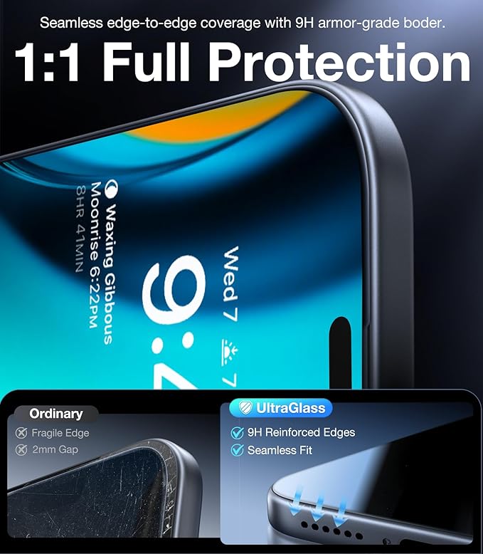 UltraGlass TOP 9H+ Armor for iPhone 17 Air Privacy Screen Protector [No.1 Military Grade Shatterproof] Privacy Screen iPhone 17 Air Tempered Glass [100% Anti-Spy] Longest Durable, 2 Pack