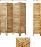 Room Dividers and Folding Privacy Screens, Wood Louvered Separators Divider Wall for Home Office Bedroom - 4 Panels, 67 * 60inch (Wood)