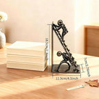 Black Decorative Bookends, Cast Iron Book Stand to Hold Books Heavy Duty, Book Stoppers for Home Decor, Office Desk, Living Room Decor