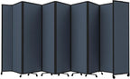Versare Room Divider 360 Portable Wall Partition | Folding Panels | Large Freestanding Divider | Locking Wheels | Temporary Room Separator