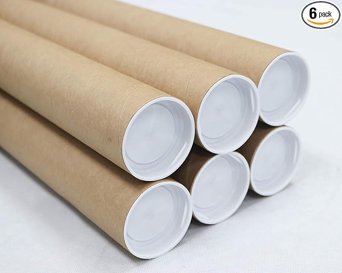 MagicWater Supply Mailing Tube - 2 in x 15 in - Kraft - 6 Pack - for Shipping and Storage of Posters, Arts, Crafts, and Documents