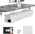 Oxford Cloth Under Desk Cable Management Tray,No-Drill 48" Desk Cable Management Organizer with Clip/Screw Installation,Fabric Cable Management for Home,Office & Gaming Computer(White)