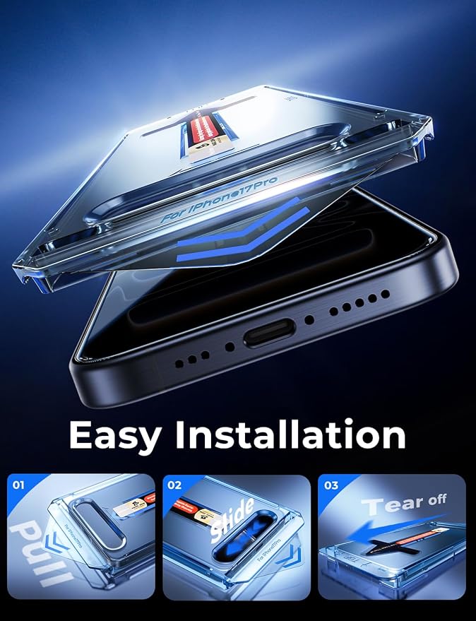 MAGIC JOHN 2 Pack for iPhone 17 Pro [6.3] inch Privacy Glass Screen Protector, Auto Dust-Elimination, Bubble Free, Easy Installation, 17pro 6.3''