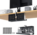 KEEGH 16" Under Desk Cable Management Tray, Desk Cord Organizer Upgrade Capacity, Drill Free Clamp/Screw Mount, Sturdy Metal Tray for Connect Cables, Home, Office, 1 Pack, Black