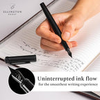 Ellington Pens Luxury Fountain Pen Set - Smooth Fine Nib - Includes 3 Ink Cartridges, Refillable Ink Converter, Gift Box - Fountain Pens For Writing, Calligraphy, Journaling, Sketching (The Stealth)