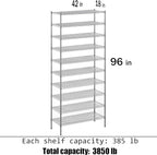 Regal Altair 18" Deep x 42" Wide x 96" Height Wire Shelving Kit | 10-Tier | NSF Commercial Storage Rack Unit