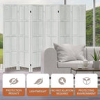 Leesinwing Wood Room Divider 6 Panel Folding Privacy Screen, Classic 5.6Ft Indoor Wooden Partition, Portable Partition Wall Divider for Room Separation, Home, Office, Bedroom, Restaurant (White)