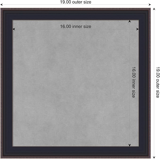 Amanti Art Black Framed Magnetic Board 19x19 Small Vision Board for use with Magnets, 100% Metal Sheet to Display Items as Office Decor or for Home Organization in mudroom, Kitchen or Kids Room