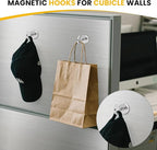DIYMAG Magnetic Hooks for Hanging Cubicle Accessories, 30lbs 2026 Cruise Cabin Ship Essentials N52 Magnetic Hook Heavy Duty Strong Magnets Fridge for Classroom Beach Kitchen Grills 10 Pack Silver