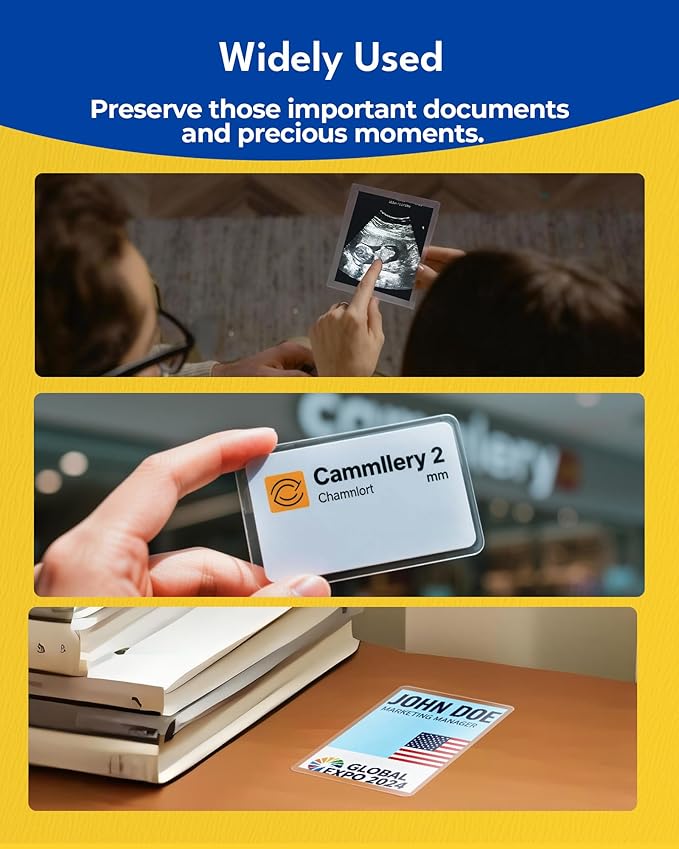Uinkit 50-Pack Business Card Laminating Pouches, 10Mil Thick Double-Sided Seal for 2.6x3.9" Cards, Bulk Waterproofing for Employee ID Badges, Loyalty & Membership Cards, No Machine Needed