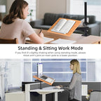 wishacc Premium Height Adjustable Book Stand - Clamp-On Tabletop Holder with Sturdy Page Clips | Aluminum Alloy & Wood Construction for Reading