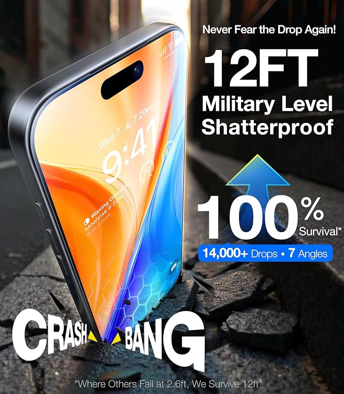 UltraGlass TOP 9H+ Armor for iPhone 17 Pro Screen Protector [NO.1 Military Grade Shatterproof] Screen Protector 17 Pro Tempered Glass 17Pro 6.3“ [Longest Durable] OneStep Install, 2 Pack