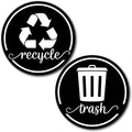 Strong Trash and Recycle Magnets, 3.5" Recycle Magnet for Trash Can, Magnetic Recycling Stickers for Kitchen Garbage Can and Recycling Bins with 4 Adhesive Stickers, Made in USA, Black 2 Pcs