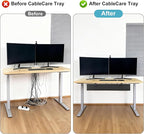Oxford Cloth Under Desk Cable Management Tray,No-Drill 48" Desk Cable Management Organizer with Clip/Screw Installation,Holds Up to 70 lbs,Fabric Cable Management for Home,Office & Gaming Computer