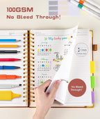Hardcover Spiral Notebook 8.5"x11" Journal with Removable Dividers Tabs, 300 Pages Leather 5 Subject Notebook College Ruled, Large A4 Notebooks for Work School, Journal for Women, A4 Light Brown