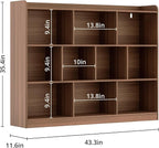 DIYART Brown Bookshelf, Wood Bookcase with 3 Tier Open Shelves, 10-Cube Minimalist Storage Shelf for Living Room, Bedroom, 43.3" W x 35.4" H
