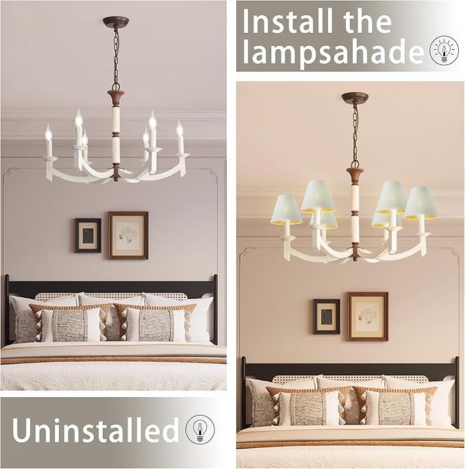 TAaMTYH small lamp shade chandelier shades set of 6，Fabric Lampshade for Wall Lamp，chandelier shades，small tadle lamps，For Cutting Edge bulbs, Clip-on Fitter Lampshade，3" X 6" X 5"