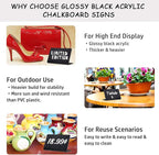 PigPotParty Acrylic Mini Chalkboard Signs for Outdoor Party Buffet, 12 Pcs 4"x3", Glossy Black Elegant Food Labels for Wedding, Table Signs, Place Cards, Include 2 Wet Erase Markers