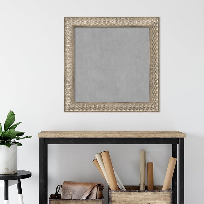 Amanti Art Silver Framed Magnetic Board 30x30 Medium Vision Board for use with Magnets, 100% Metal Sheet to Display Items as Office Decor or for Home Organization in mudroom, Kitchen or Kids Room
