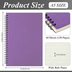 Leelosp 12 Pack Small Spiral Notebook A5 Lined College Ruled Spiral Journal Notebook 5.5 x 8.3 Inch Kraft Cover, 120 Pages for Work Students Office Business(Black, Yellow, Green, Purple, Red, Blue)
