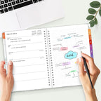 SUNEE 2026 Planner, Weekly and Monthly Calendar Planner, January 2026-December 2026, Daily Agenda with Tabs, Note Pages, Spiral Binding, 6.4"x8.3", Leaf