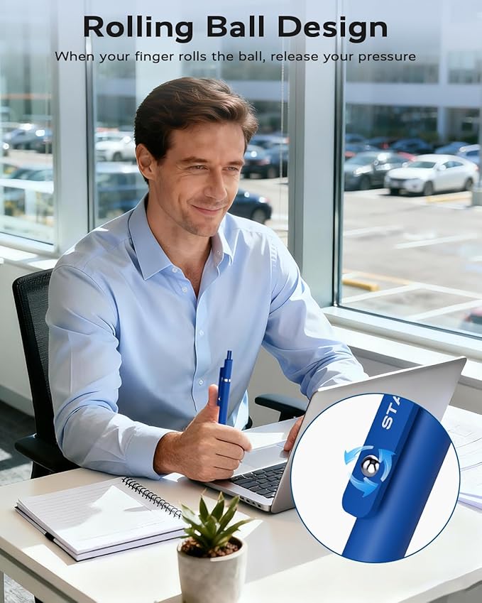 STAGEEK Blue Gel Pens, 6Pcs Quick Dry Blue Ink Pens with 3 Extra Refills, Fine Point Retractable Smooth Writing Pens for Journaling, Office, Note Taking, School Supplies, Nurse Aesthetic(Blue)