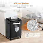 Bonsaii Heavy Duty 18-Sheet Cross-Cut Paper Shredder 60-Minute Runtime 6-Gallon Basket with Casters for Office Use Shreds Credit Cards and Staples