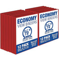 Samsill 0.5 Inch 3 Ring Binders, Made in USA, Economy Round Ring, Clear View Cover, 100 Sheet Capacity - for School, Home, Office - Red, 12 Pack