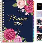 GNL 2026 Planner, Weekly and Monthly Planner January - December 2026, 6.4" x 8.3" Monthly Planner with Waterproof Flexible Cover, Spiral Binding Notebook with Colorful Tab, Pockets, Bookmark, Rose