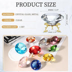 PATIKIL Diamond Crystal Paperweight, 80mm / 3.15" Crystal Paperweight Paper Weight with Gold 19 Metal Base for Home Office Desktop Table Decor Wedding Party Ornaments, Clear