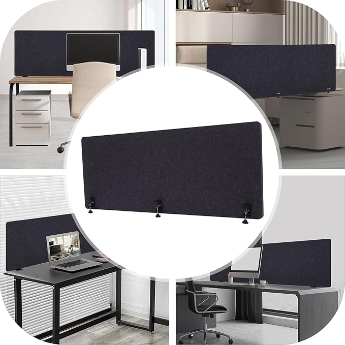 Polyester Desk Dividers, Soundproof Room Divider Office Furniture Partitions, Privacy Desk Panel with Clamps & Screwdriver, Stand Up Freestanding Desk Privacy Panel for Office Classroom(59.1" x23.8")