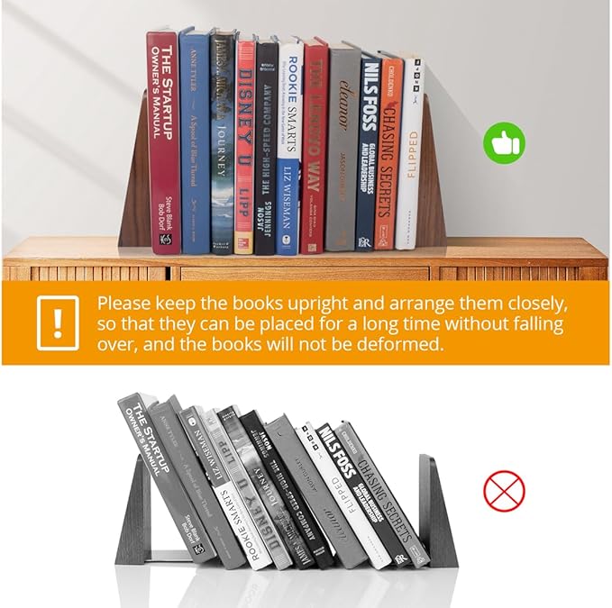 DRELIFAM Walnut Book Ends Heavy Duty Handmade Book Ends for Shelves Decorative Bookends to Hold Heavy Books (Black Walnut Wood Large)